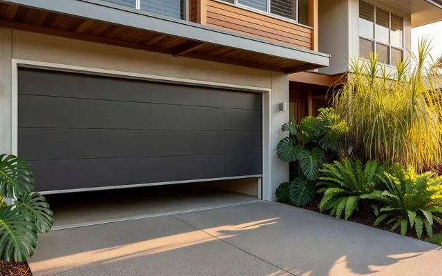 A sectional garage door on a Queensland home